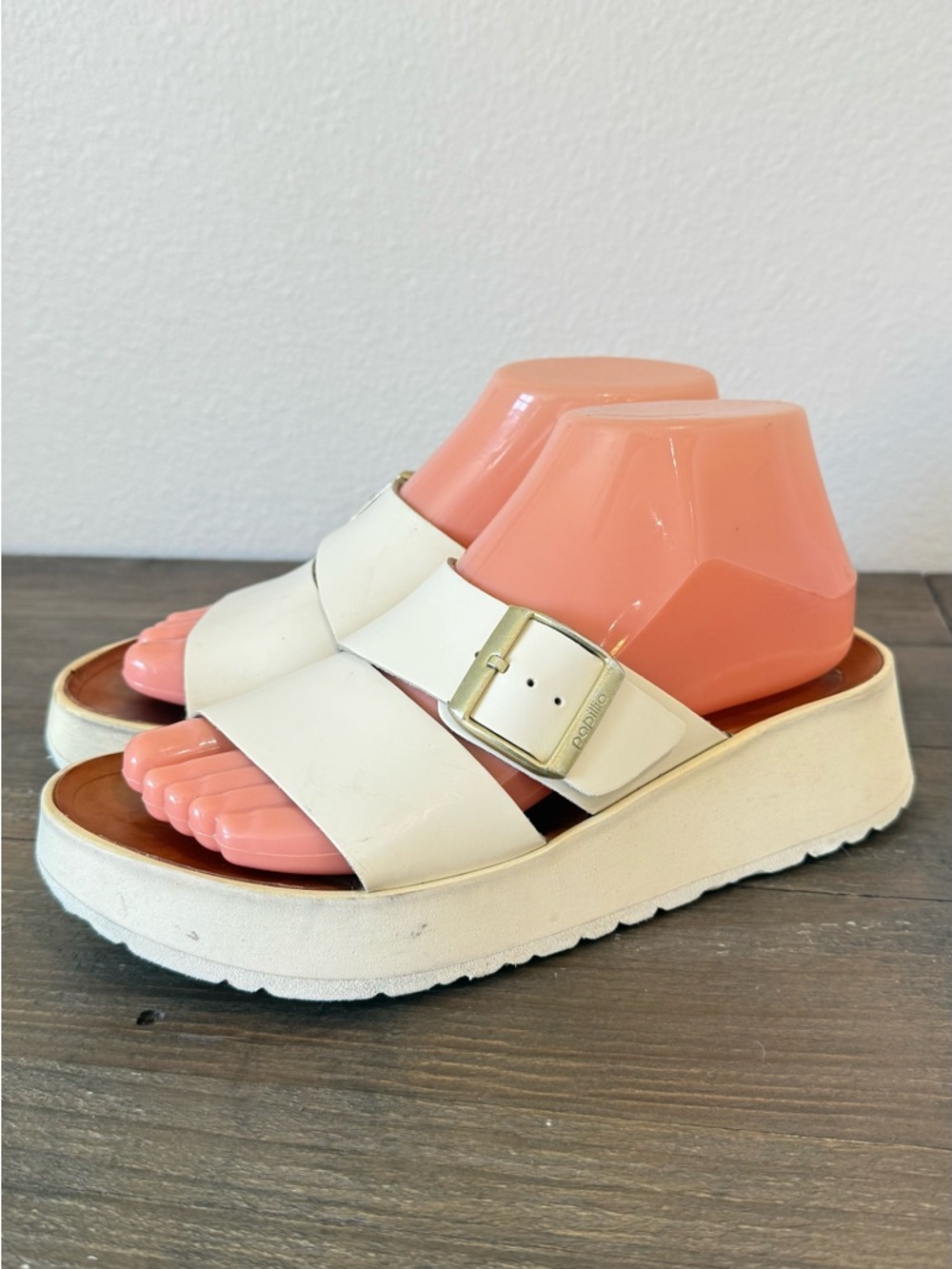 Papillio by Birkenstock Platform Sandals Neutral Cream Statement Minimal Size 37 - Picture 4 of 16